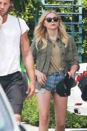 Chloe Moretz Leggy in Jeans Shorts – Out in LA, August 2015