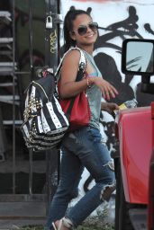 Christina Milian in Ripped Jeans - at her We Are Pop Culture Pop up Shop in LA, August 2015