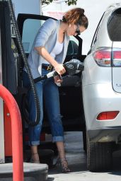 Emmy Rossum in Jeans - Leaving Lemonade and Getting Gas in West Hollywood