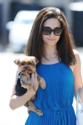 Emmy Rossum in Summer Mini Dress - Walking Her Dog Out in Malibu, July 2015