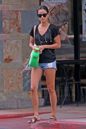 Jamie Chung Leggy in Jeans Shorts - Shopping in Los Angeles, August 2015