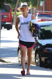 Kaley Cuoco in Shorts - at a Yoga Class in Sherman Oaks, August 2015