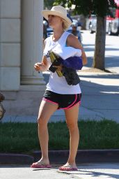 Kaley Cuoco in Shorts - at a Yoga Class in Sherman Oaks, August 2015