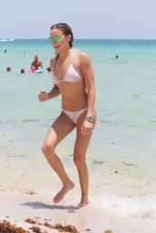 Katie Cassidy in White Bikini on the Beach in Miami, August 2015