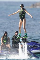 Kendall Jenner in Swimsuit on a Water Jet Pack in St. Barts, August 2015
