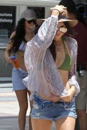 Kendall Jenner Leggy in Jeans Shorts – Going on a boat in St. Barts, August 2015