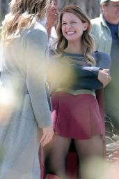 Melissa Benoist - On the Set of Supergirl in Los Angeles, August 2015