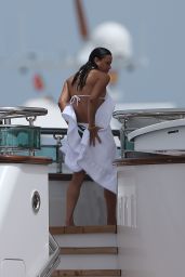 Michelle Rodriguez in a Bikini on a Boat in Formentera, August 2015