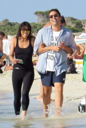Michelle Rodriguez Walk Along the Beach With Friends in Formentera, August 2015