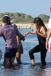 Michelle Rodriguez Walk Along the Beach With Friends in Formentera, August 2015