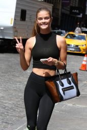 Nina Agdal Hot in Tights - Headed to the Gym in New York City, August 2015