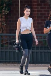 Bella Hadid in Leggings - Going Home After the Gym in New York, September 2015