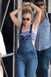 Dakota Fanning Jumpsuit Street Style - Out in New York City, September 2015