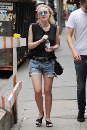 Dakota Fanning Leggy in Shorts - Out in New York City, August 2015