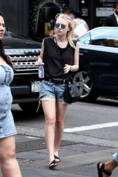 Dakota Fanning Leggy in Shorts - Out in New York City, August 2015