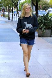 Elle Fanning in Jeans Shorts - Out in LA, September 2015