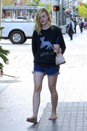 Elle Fanning in Jeans Shorts - Out in LA, September 2015