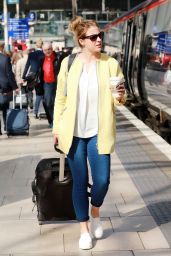 Gemma Atkinson at Manchester Station in UK, September 2015