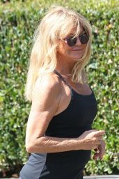 Goldie Hawn in Leggings - Out for a Walk in Brentwood, September 2015