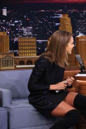 Jessica Alba in Knee High Hoots - Jimmy Fallon Show in NYC, September 2015