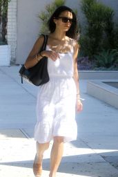 Jordana Brewster in White Dress - Out in Los Angeles, September 2015