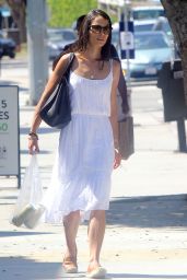 Jordana Brewster in White Dress - Out in Los Angeles, September 2015