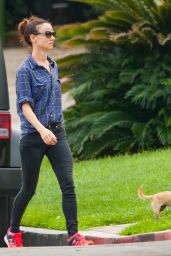 Juliette Lewis Walking Her Dog Teddy in Los Angeles, September 2015