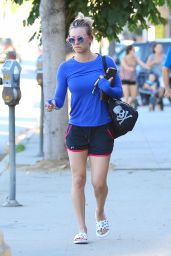 Kaley Cuoco in Shorts - Leaving a Gym in Studio City, August 2015