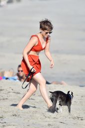 Kate Mara - Walking on a Beach in Malibu, August 2015
