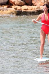 Lucy Mecklenburgh in Red Swimsuit - Paddleboarding in Spain, September 2015