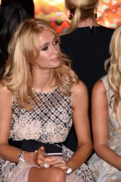 Paris and Nicky Hilton attend Dennis Basso Spring 2016 in NYC