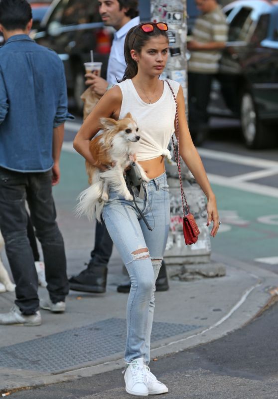 Sara Sampaio - Walks Her Pet Dog Through Soho in NYC, September 2015