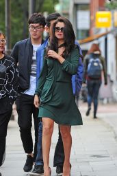 Selena Gomez in Green Dress - Out in London, September 2015
