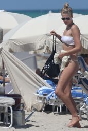 Toni Garrn in a White Bikini on the beach in Miami, September 2015