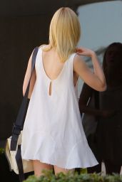 Elle Fanning in White Summer Dress - Out in Hollywood, October 2015
