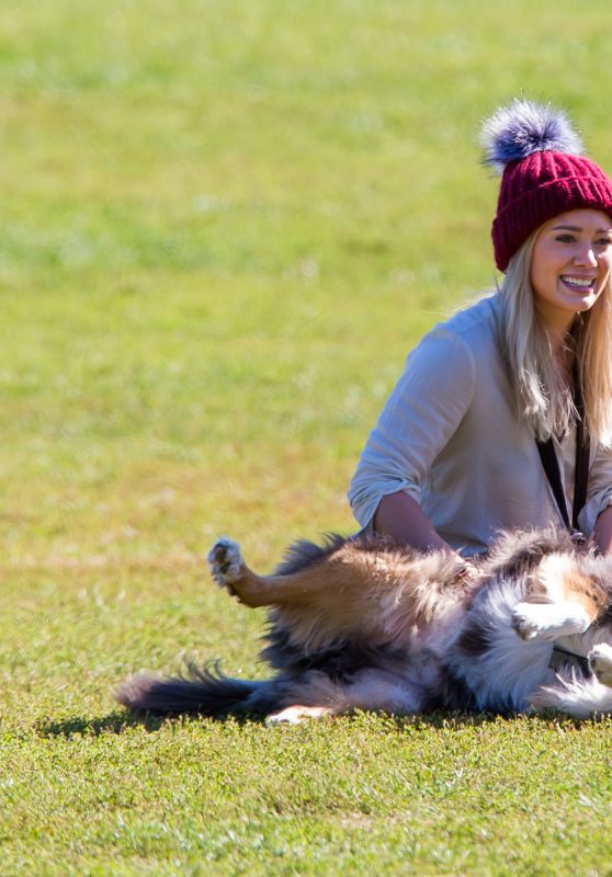 Hilary Duff at a Park Playing With Dogs in New York City, October 2015