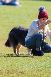 Hilary Duff at a Park Playing With Dogs in New York City, October 2015