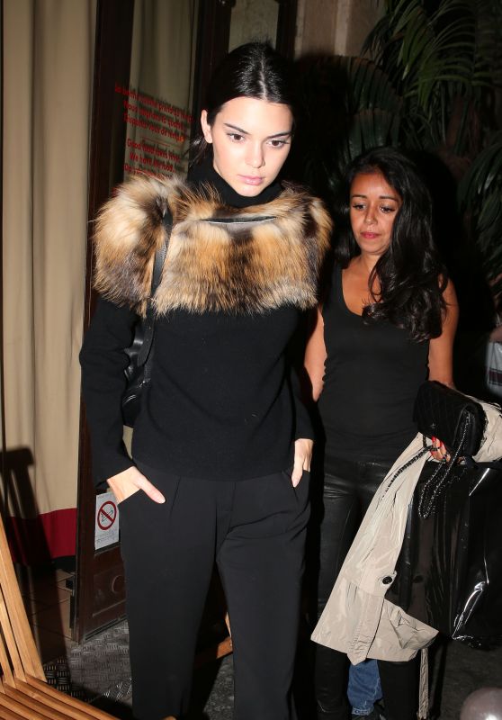 Kendall Jenner Night Out Style - Leaving a Restaurant in Paris, October ...