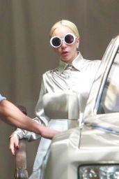 Lady Gaga - Exits Chateau Marmont in a white Rolls Royce in West Hollywood
