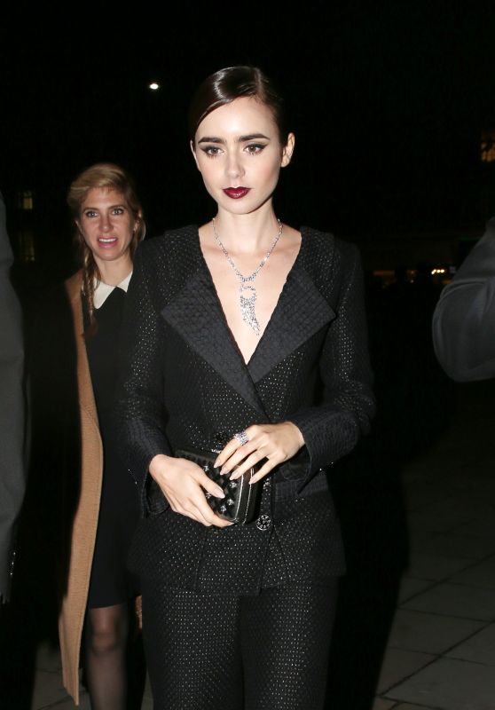 Lily Collins - Arriving at Saatchi Gallery in London, October 2015