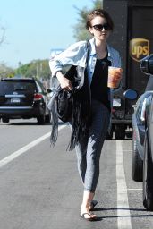 Lily Collins in Leggings - Out in LA, October 2015