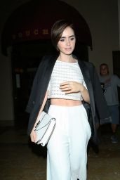 Lily Collins - Leaving Vogue Magazine Dinner Party in Los Angeles, October 2015