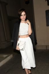 Lily Collins - Leaving Vogue Magazine Dinner Party in Los Angeles, October 2015