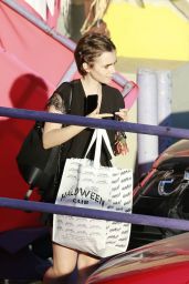 Lily Collins Shopping for Halloween Costumes in West Hollywood, October 2015