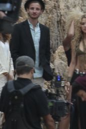 Shakira in a Bikini Top on the Set of a Commercial in Spain, October 2015