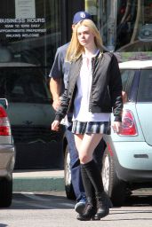 Elle Fanning Leggy in Mini Skirt - Out in LA, November 2015