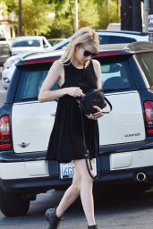 Emma Roberts in Black Mini Dress - Out in Los Angeles, November 2015