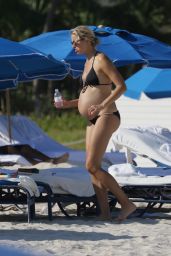 Karolina Kurkova Pregnant - Bikini Candids at a Beach in Miami, November 2015