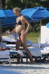 Karolina Kurkova Pregnant - Bikini Candids at a Beach in Miami, November 2015