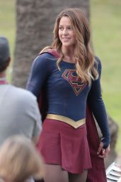 Melissa Benoist - On the Set of Supergirl in Los Angeles, October 2015